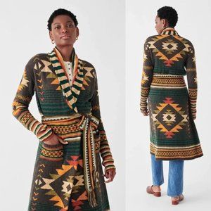 Faherty Paloma Duster Cardigan Eagle Peak Size M NWT Ethnic Multi Color Sweater